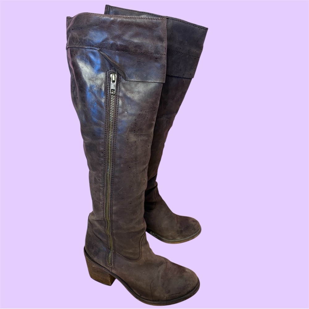 Steve Madden Dark Brown Leather Over the Knee Boots